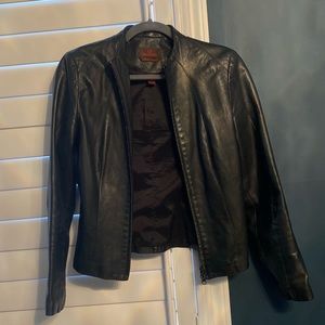 danier leather black motorcycle style jacket